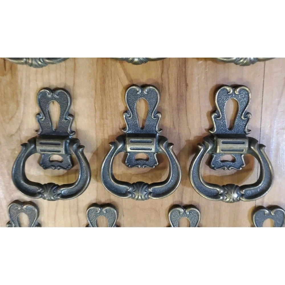 10 Vintage 60s Hyer Antiqued Bronze Fixed Handle Pulls